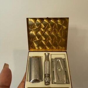 Vintage Gillette Safety Razor Set in Original Travel Case MCM Mid Century